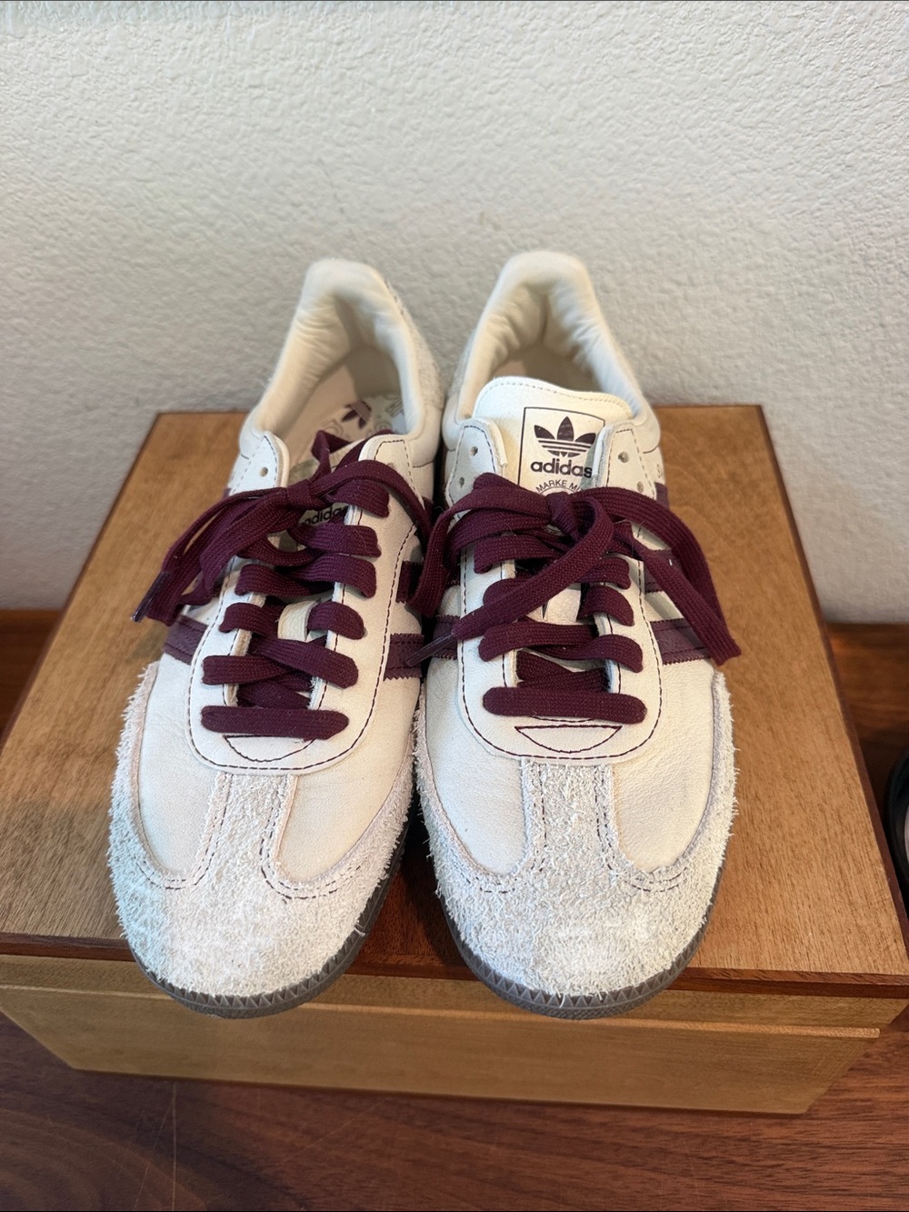 adidas Women’s Sneakers in Off-White with Burgundy Accents